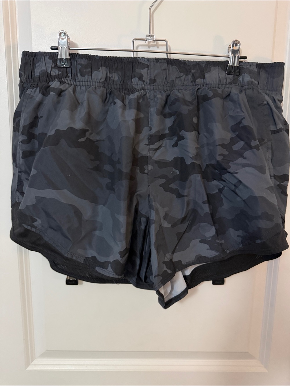 Athletic Works Women's Gray & Black Camo Running Shorts